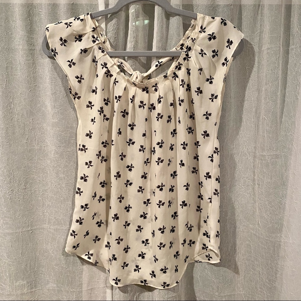 Cream + Black Bow Tie Lauren Conrad Blouse